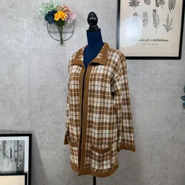 APIA 일본제 롱 가디건 M 사이즈 체크 익명 배송