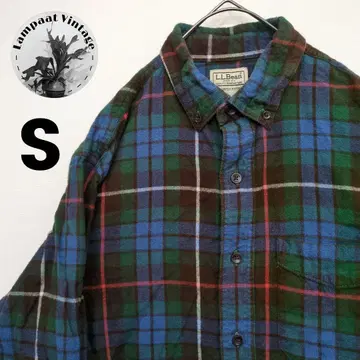 US 구제 의류 플란넬 셔츠 L.L.Bean 블루 브라운 S