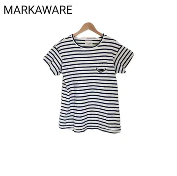 MARKAWARE T셔츠 일본제 포켓 자수 보더 반팔 둥근넥 2