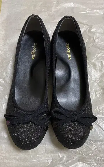 베리코코 블랙 라메 플랫 발레 슈즈 24.5cm