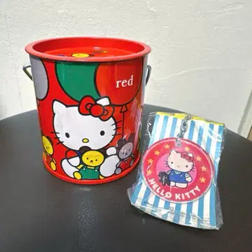 구 디자인 산리오 키티 1989년제 캔 저금통 키링 세트 쇼와