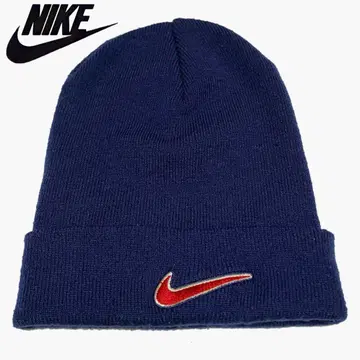 '90s NIKE/나이키 네이비 계열 원 포인트 스우시 니트 캡