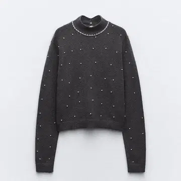 [새상품급] ZARA 펄 비쥬 장식 그레이 니트