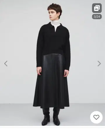 택 포함 새상품 스커트 [ 손세탁 가능 ] 가죽 느낌 플레어 스커트