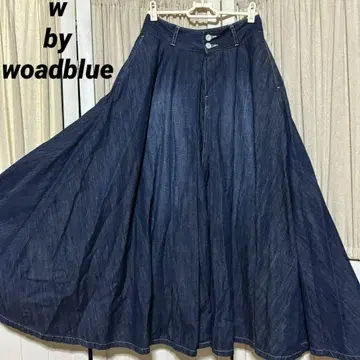 플라스테 별주 w by woadblue 데님 플레어 롱 스커트
