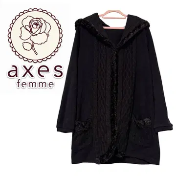 axes femme 후드 부착 니트 가디건 M 블랙