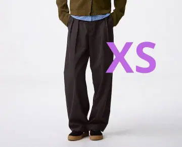 gu 치노 배럴 레그 턱 팬츠 다크 브라운 xs