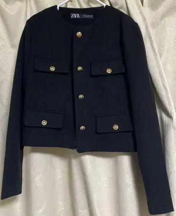 ZARA 트위드 노카라 자켓