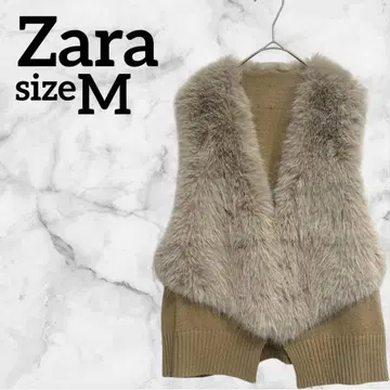 Zara [ M ] 니트 베스트 퍼 포함 브라운