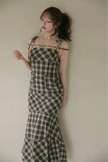 andmary Cecily check long dress