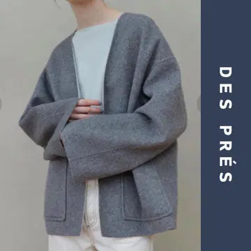 미사용 DES PRS 라이트 더블 페이스 샤기 노카라 자켓