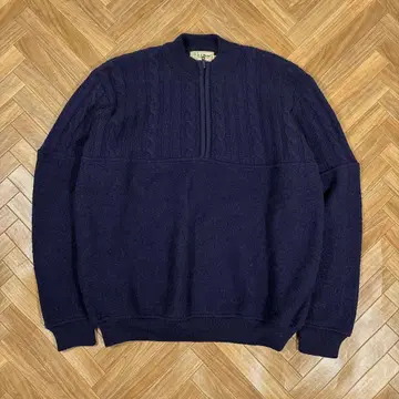 80s 홍콩제 엘엘빈 하프 지퍼 스웨터 퓨어 울 니트 네이비