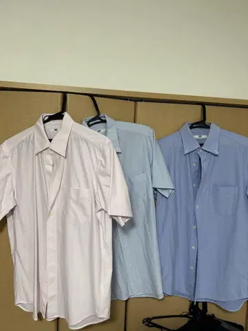 유니클로 드라이 논아이론 셔츠 버튼다운 M 사이즈 반팔 3점