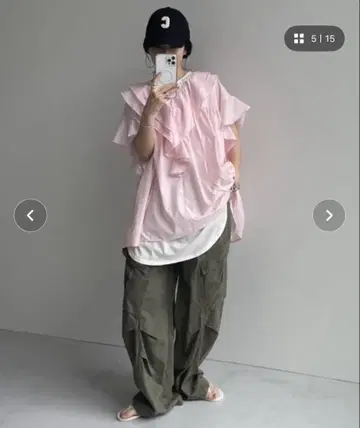 wee9s 빈티지 라이크 커브 카고 팬츠