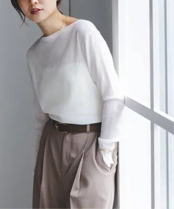Noble 노블 시어 크레이프 2WAY 롱 T셔츠 화이트
