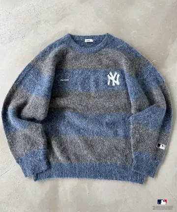 Perushu x MLB 모헤어 터치 보더 니트