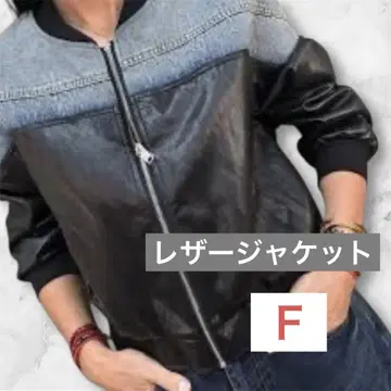 데님 절개 페이크 레더 블루종 라이더스 프리 사이즈 블랙 미사용 새상품