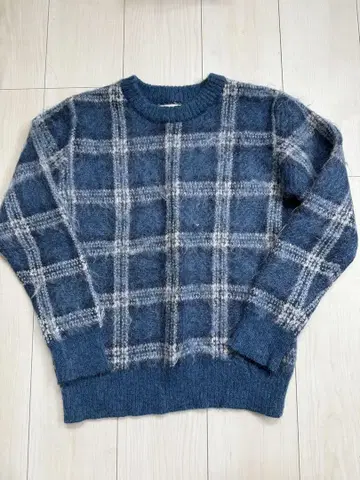 BEAMS BOY 니트 체크 블루