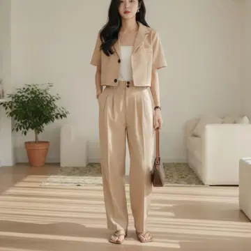 [ emi+ ] 베이지 셋업 자켓&팬츠 L 사이즈 새상품급