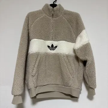 adidas 플리스 자켓 베이지/화이트