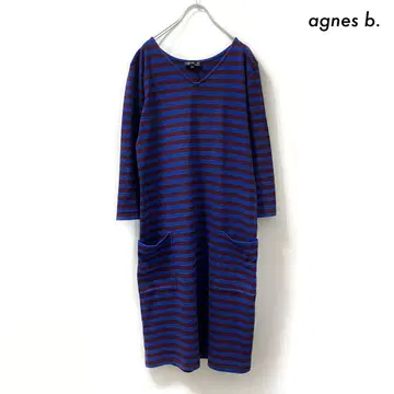 agnes b. 에네스베 보더 무늬 긴팔 원피스 티셔츠 소재