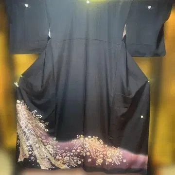 토메소데 쿠로토메소데 츠지카 꽃 무늬 순수 실크