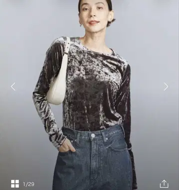 뷰티 앤 유스 벨로아 롱 슬리브 다크 그레이