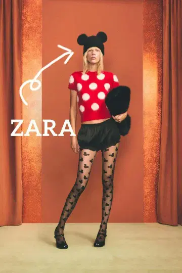 택 포함 새상품 ZARA 디즈니 콜라보 미키마우스 귀달이 니트 모자