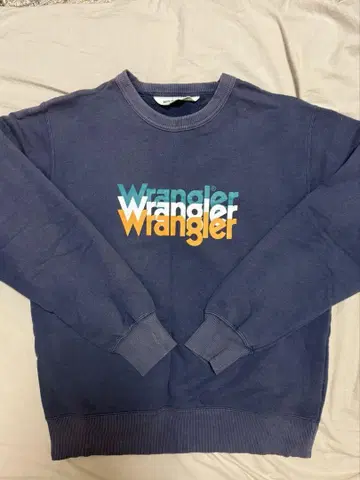 Wrangler 로고 프린트 맨투맨 네이비
