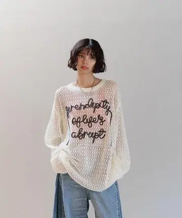 [ PAGEBOY ] [ 미사용 ] 메쉬 코드 로고 풀오버