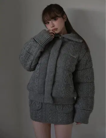 Andmary Mary quilting knit jacket gray