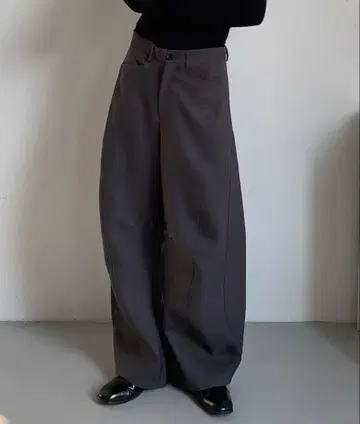 gray wide pants 입체 재단