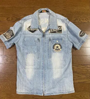 Vanson L 사이즈, 집업 데님 셔츠
