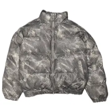 CAMOUFLAGE PU LEATHER PUFFER JACKET