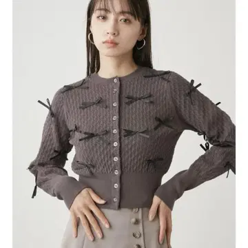SNIDEL 스나이델 리본 모티브 가디건 리본 니트 가디건