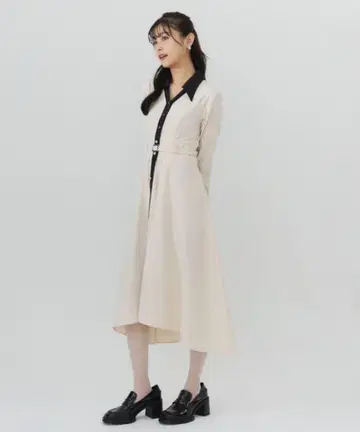바이컬러 스키퍼 셔츠 원피스