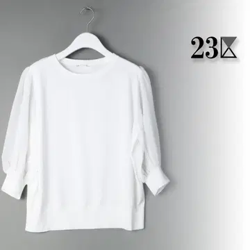 160 새상품 23구 시어 체크 크로스콤비 니트 블라우스 40