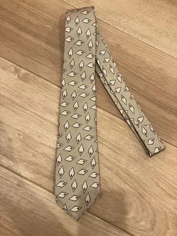 FRANCO BASSI 다이아몬드 패턴 넥타이 베이지 8cm