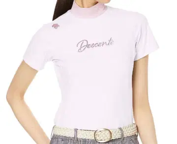 데상트 골프 반팔 셔츠 [ LUXECOLLECTION ] 화이트 핑크