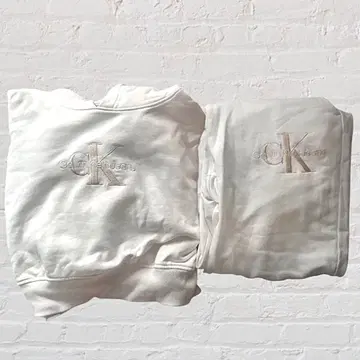 Calvin Klein Jeans 후드 부착 맨투맨 화이트 셋업