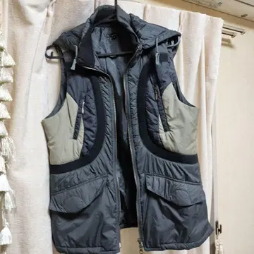 알베로니 후드 부착 다운 베스트 그레이
