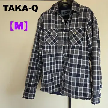 새상품급 TAKA-Q 체크 무늬 속기모 긴팔 셔츠 따뜻한 M 사이즈