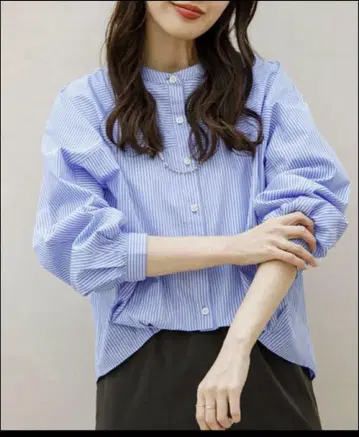 프론트 턱 밴드 카라 셔츠