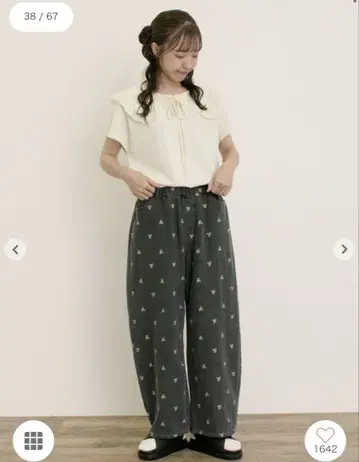 자수 데님/히코리 커브 팬츠 꽃무늬 자수 Samansa Mos2 M