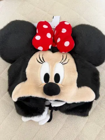 미니 마우스 귀달린 플리스 캡 팬캡 Disney