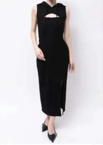 RESEXXY 리젝시 컷 아웃 후디 원피스 블랙