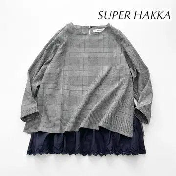 SUPER HAKKA 슈퍼 하카 하운드투스 체크 블라우스 레이어드 스타일