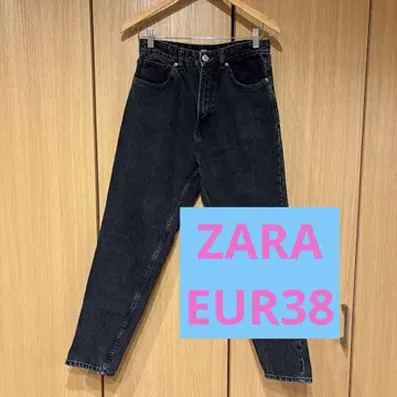여성용 ZARA 블랙 데님 스트레이트 청바지 EUR 38