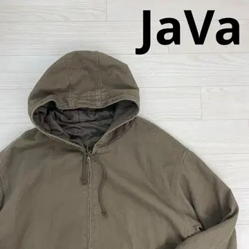 JaVa 자바 퀼팅 코튼 후드 부착 오버 사이즈 블루종