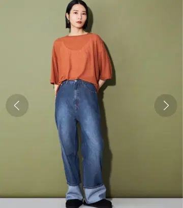 미사용 새상품 CITEN 롤업 데님 L 사이즈 라이트 블루